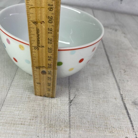 Home Target CHELSEA PARK Multicolor Polka Dots Red Trim Porcelain Bowls Set 2 - Picture 9 of 14